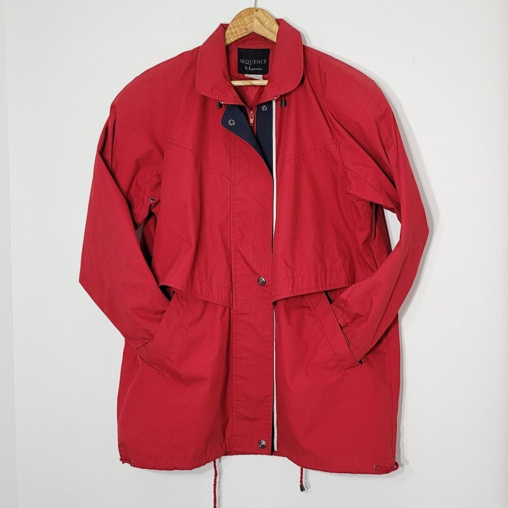 Sequence VI Petite 90s Red Vented Classic Jacket Zippered Outerwear Drawstring S